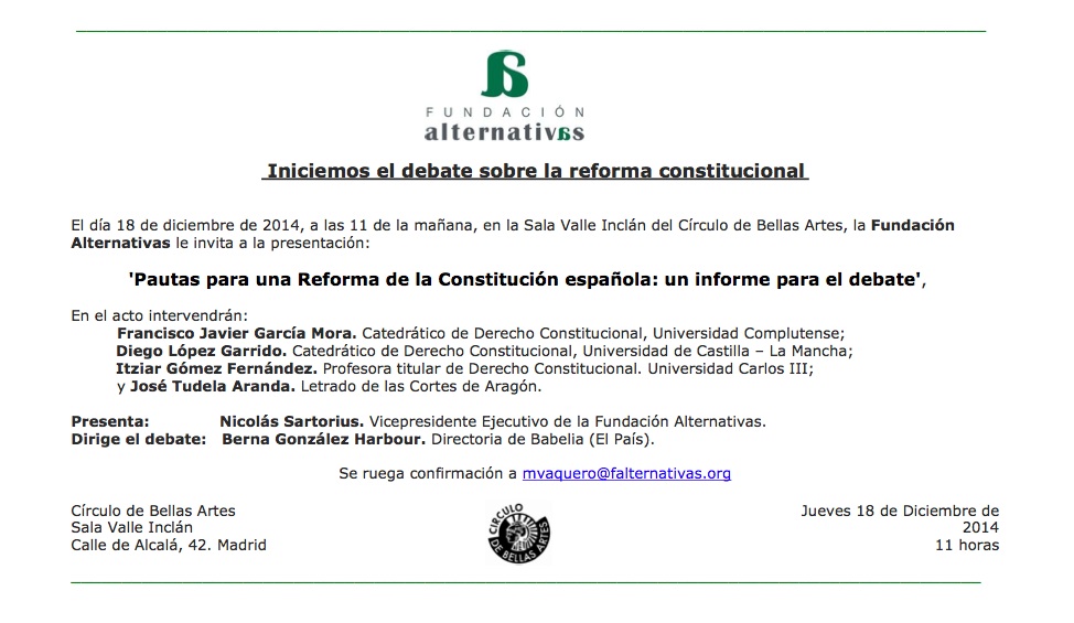 Debate sobre la reforma constitucional @ Sala Valle Inclán. Círculo de Bellas Artes | Madrid | Comunidad de Madrid | España
